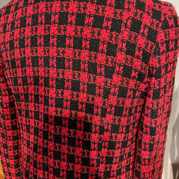 Wool Tweed Textured Houndstooth Plaid print Tomboy Preppy Work Fall Winter VGT - Picture 5 of 9